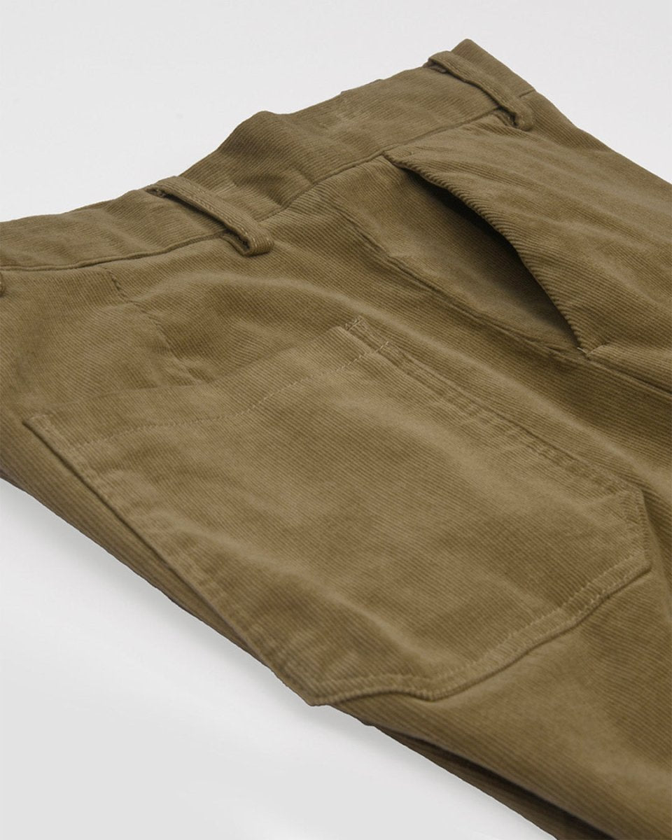 TAILORAEDGE Soft Corduroy Relaxed Cargo Pants In Beige