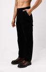 TAILORAEDGE Soft Corduroy Relaxed Cargo Pants In Black