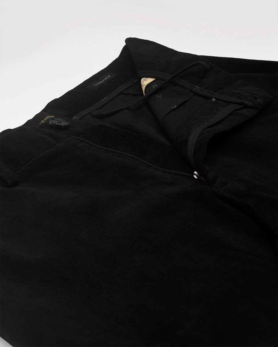TAILORAEDGE Soft Corduroy Relaxed Cargo Pants In Black
