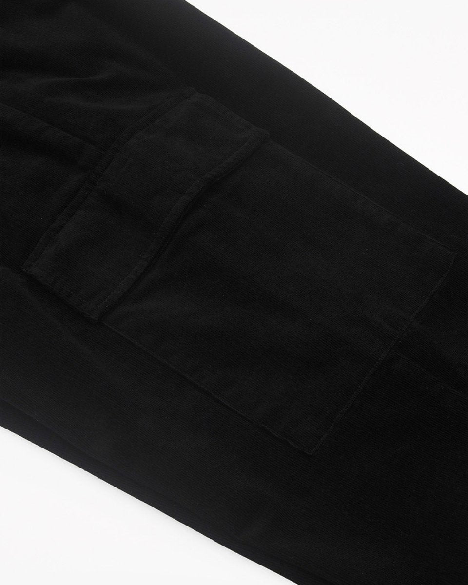 TAILORAEDGE Soft Corduroy Relaxed Cargo Pants In Black
