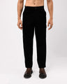 TAILORAEDGE Soft Corduroy Relaxed Cargo Pants In Black