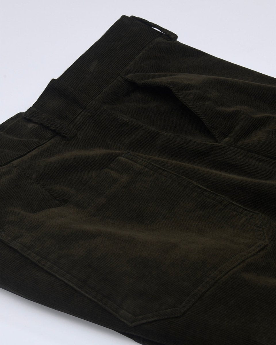 TAILORAEDGE Soft Corduroy Relaxed Cargo Pants In Dark Olive