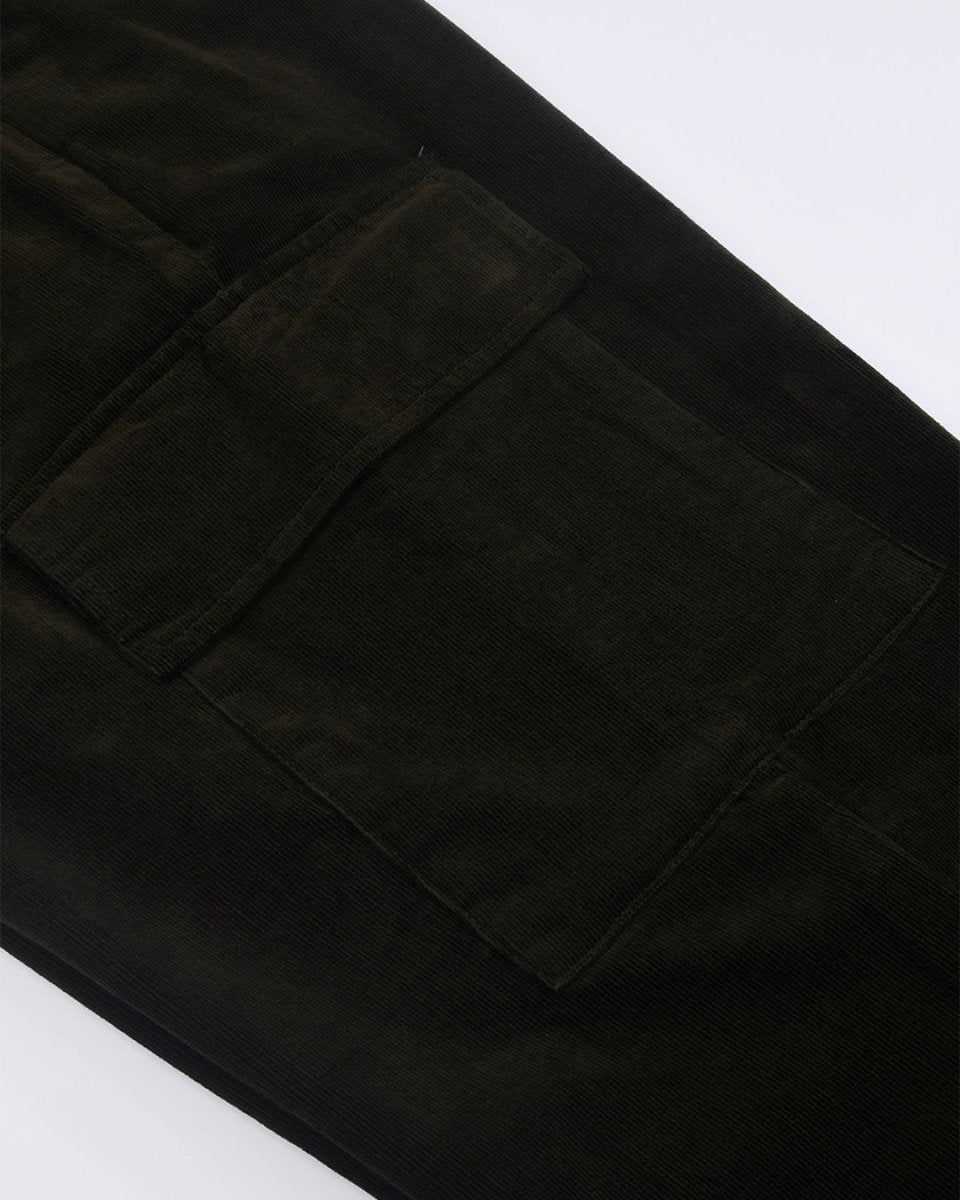 TAILORAEDGE Soft Corduroy Relaxed Cargo Pants In Dark Olive