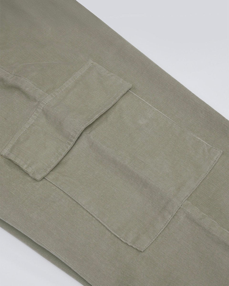 TAILORAEDGE Soft Corduroy Relaxed Cargo Pants In Light Grey