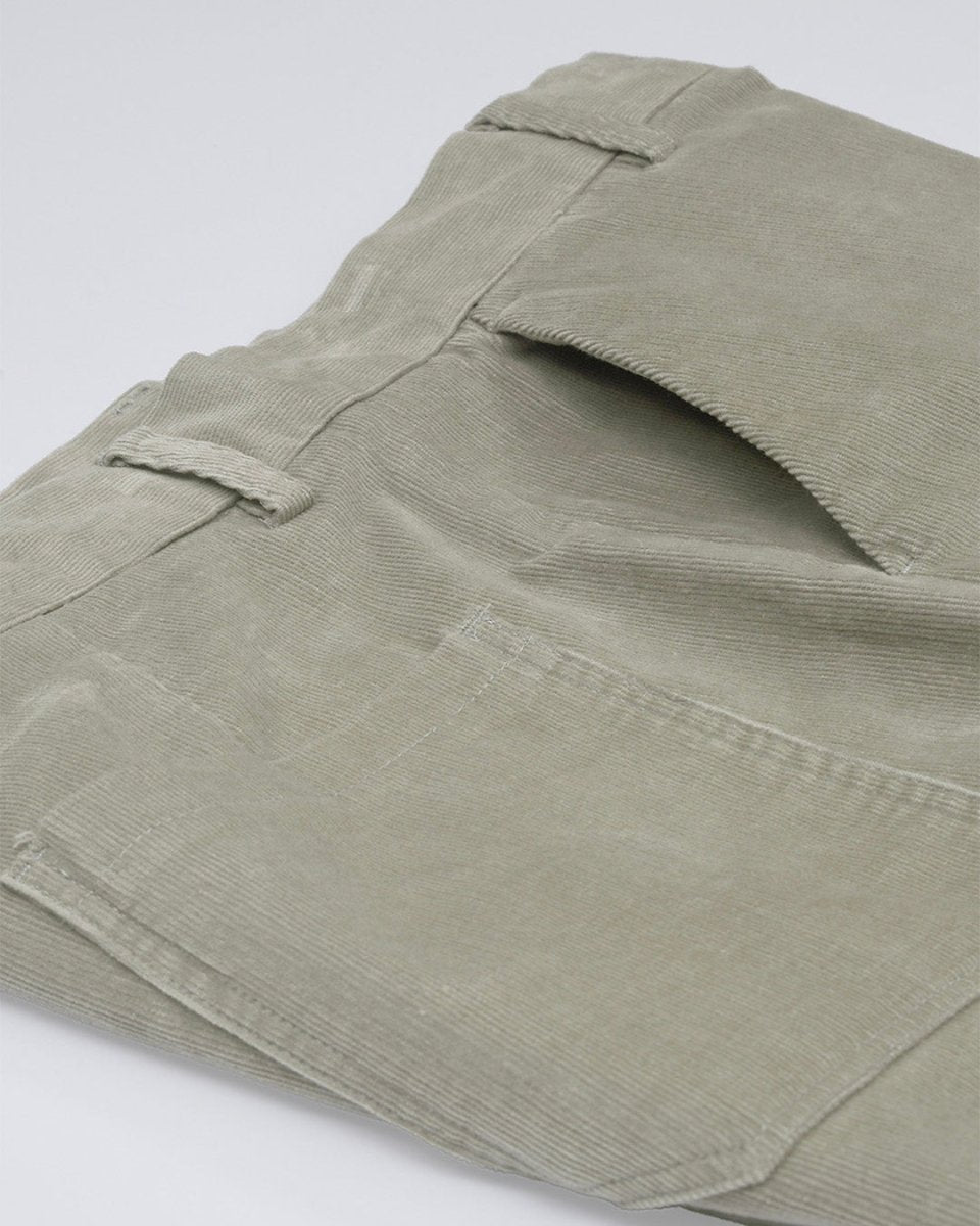 TAILORAEDGE Soft Corduroy Relaxed Cargo Pants In Light Grey