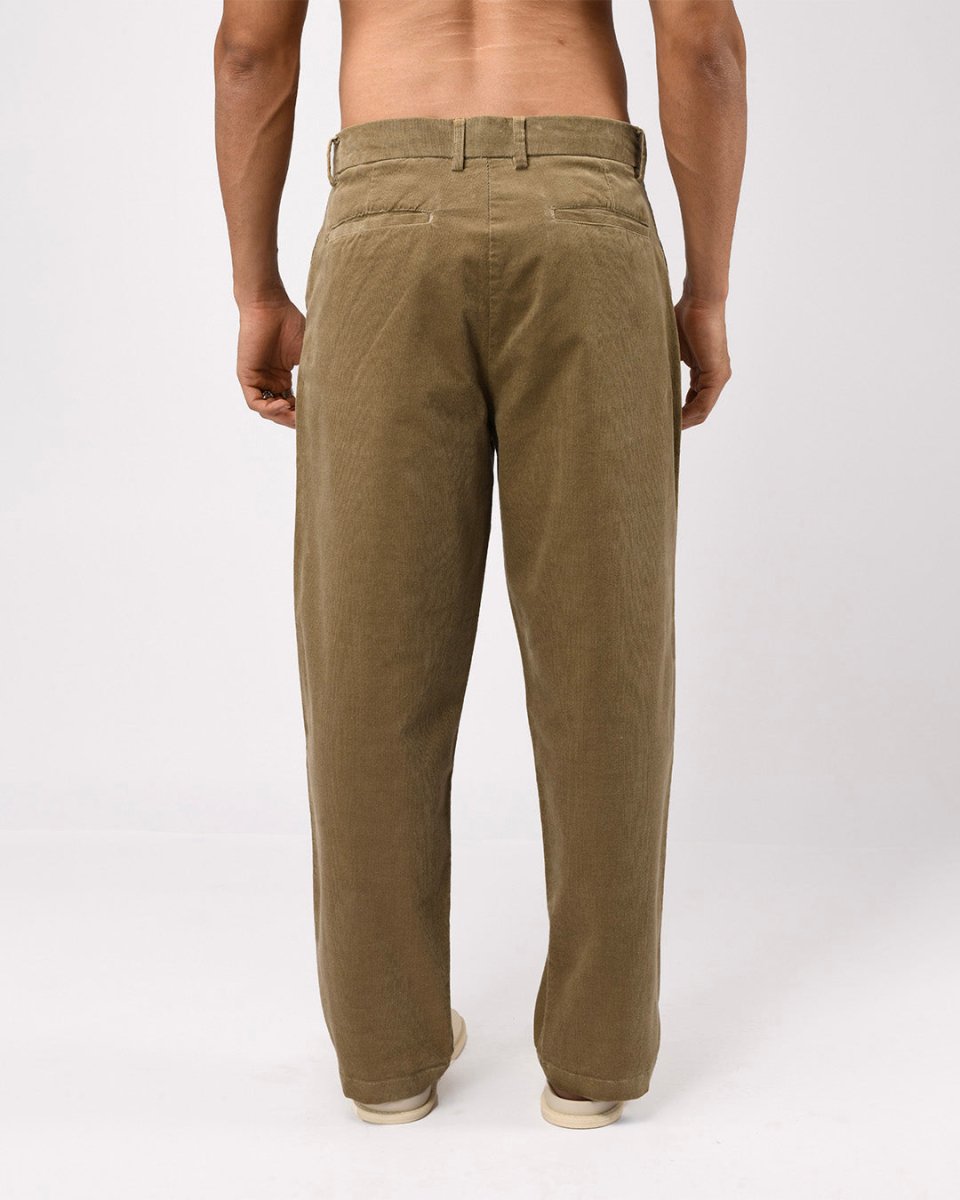 TAILORAEDGE Soft Corduroy Relaxed Pants In Beige