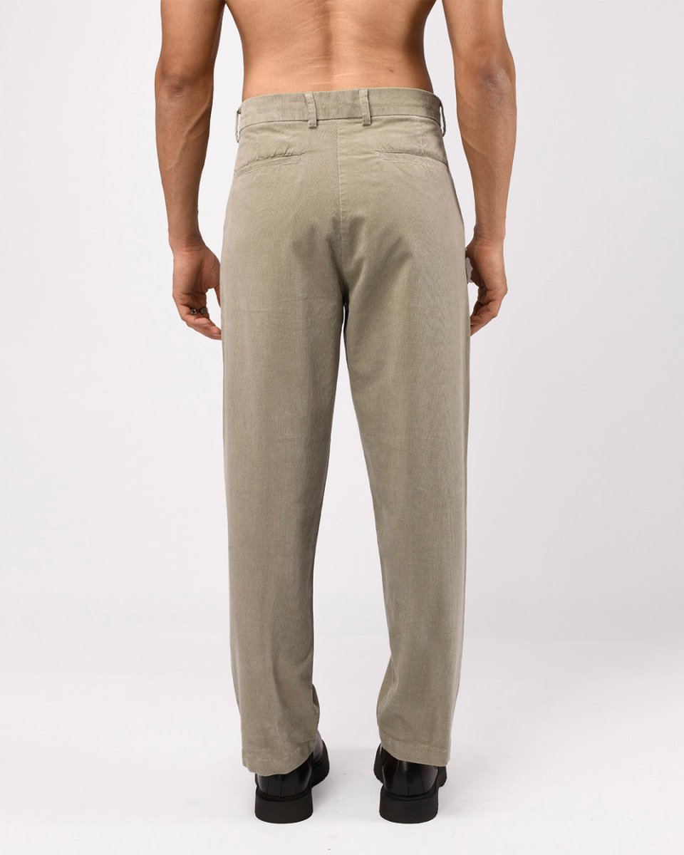 TAILORAEDGE Soft Corduroy Relaxed Pants In Grey