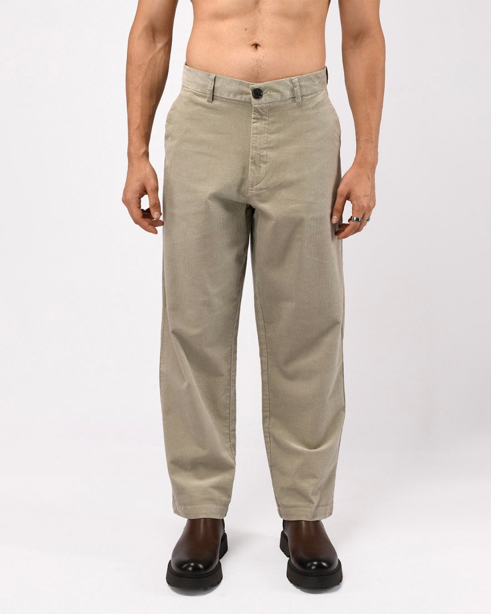TAILORAEDGE Soft Corduroy Relaxed Pants In Grey