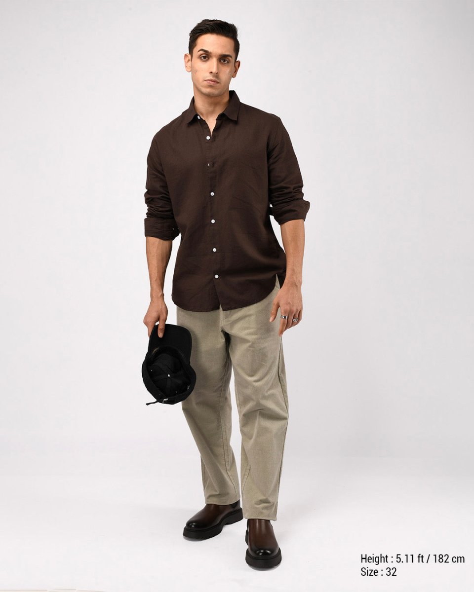 TAILORAEDGE Soft Corduroy Relaxed Pants In Grey