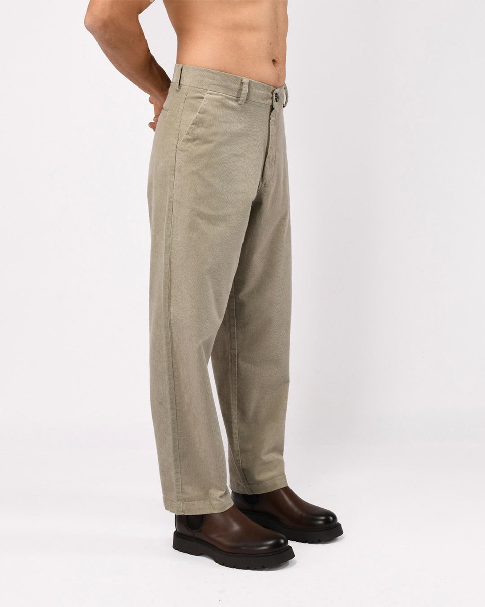 TAILORAEDGE Soft Corduroy Relaxed Pants In Grey