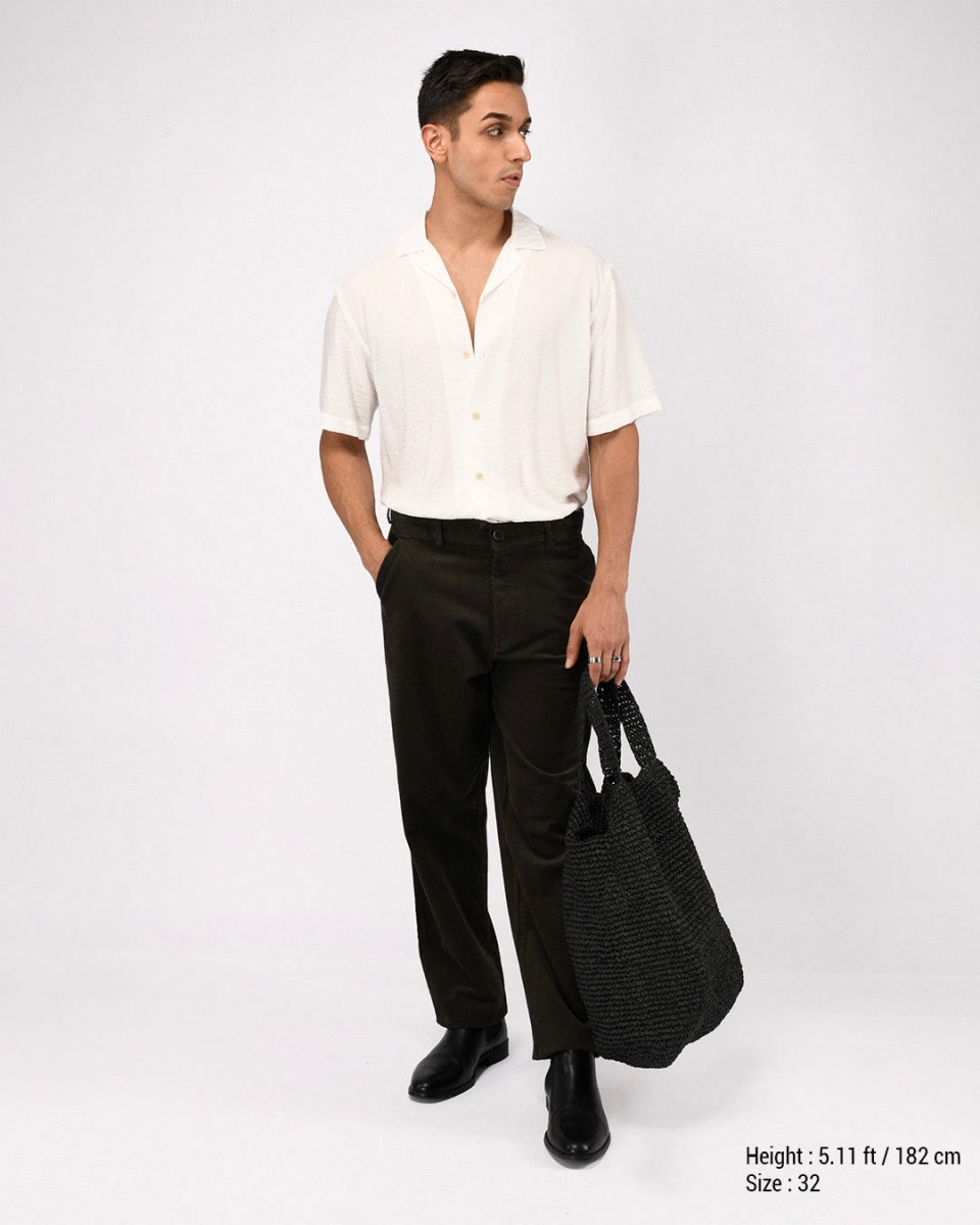 TAILORAEDGE Soft Corduroy Relaxed Pants In Olive