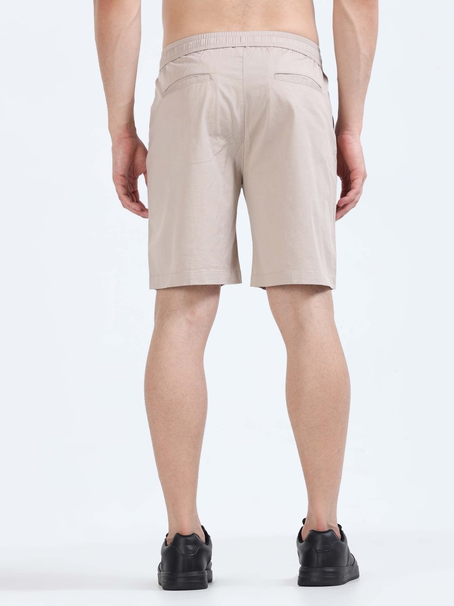 TAILORAEDGE Soft Cotton Basic Shorts In Beige