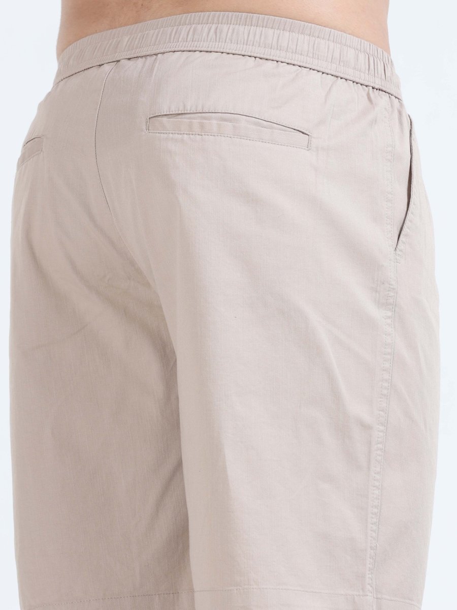 TAILORAEDGE Soft Cotton Basic Shorts In Beige