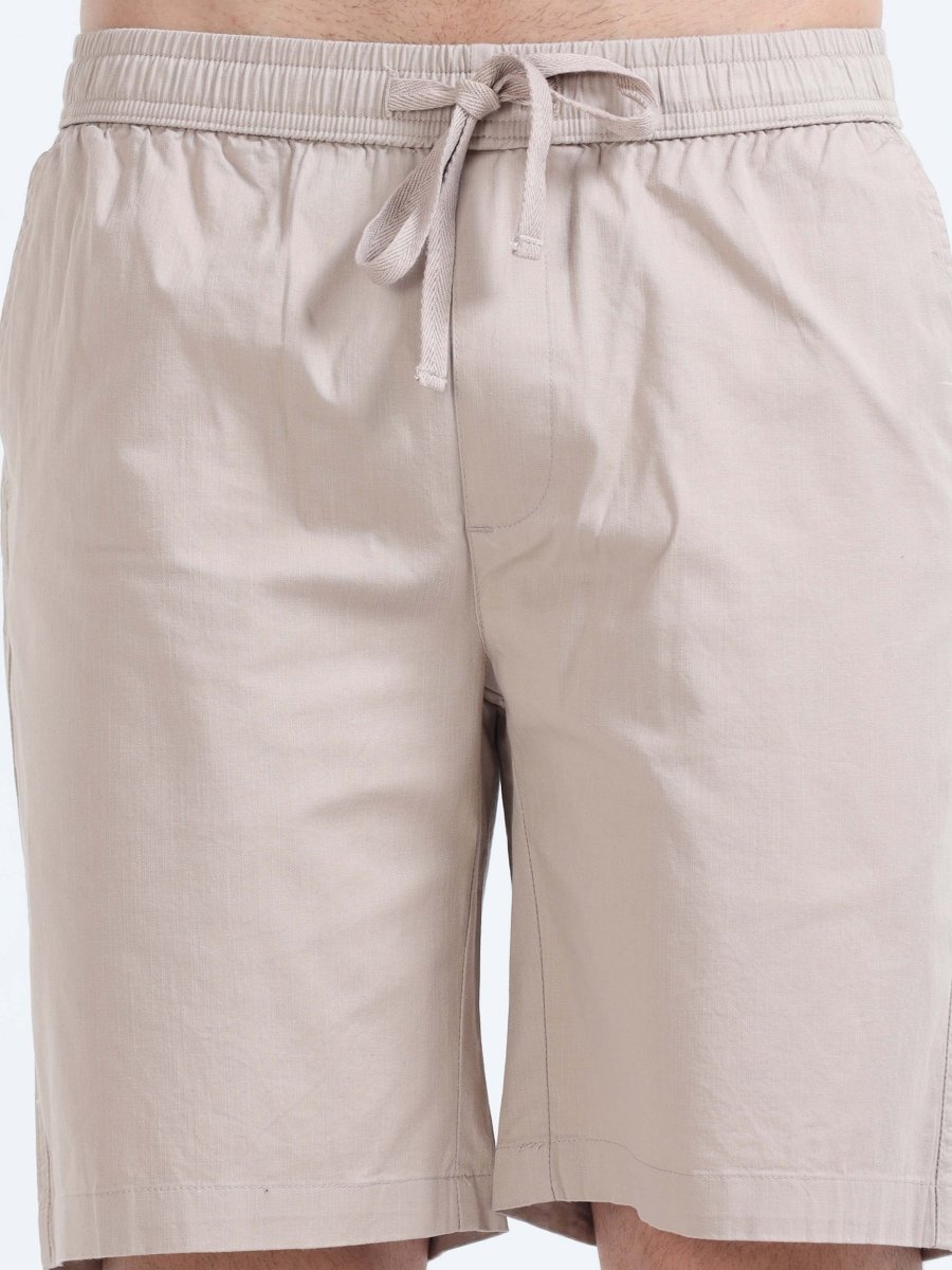 TAILORAEDGE Soft Cotton Basic Shorts In Beige