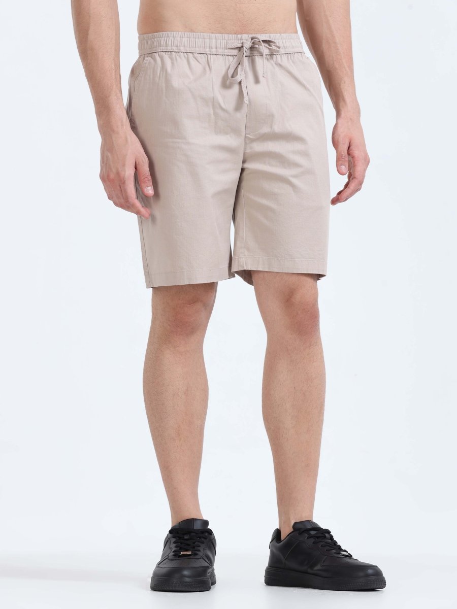 TAILORAEDGE Soft Cotton Basic Shorts In Beige