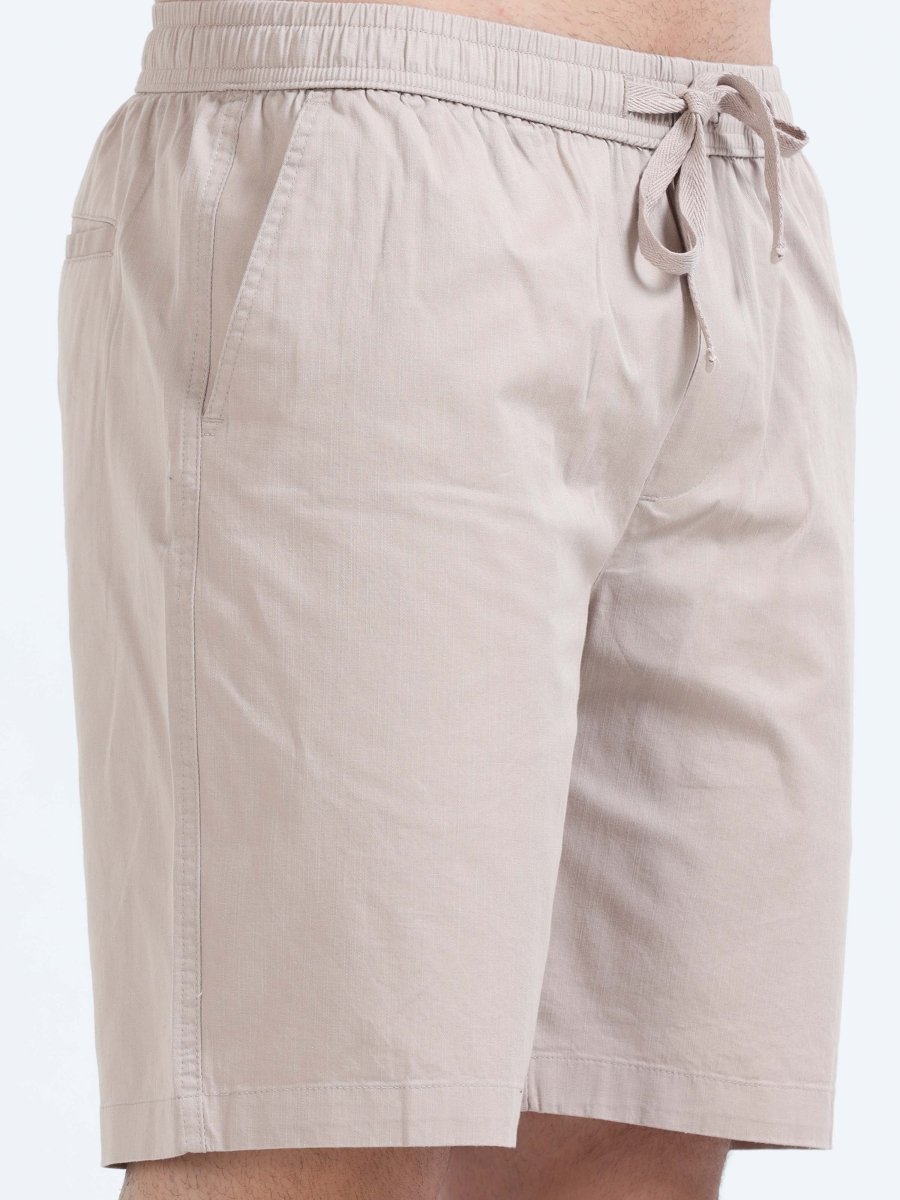 TAILORAEDGE Soft Cotton Basic Shorts In Beige