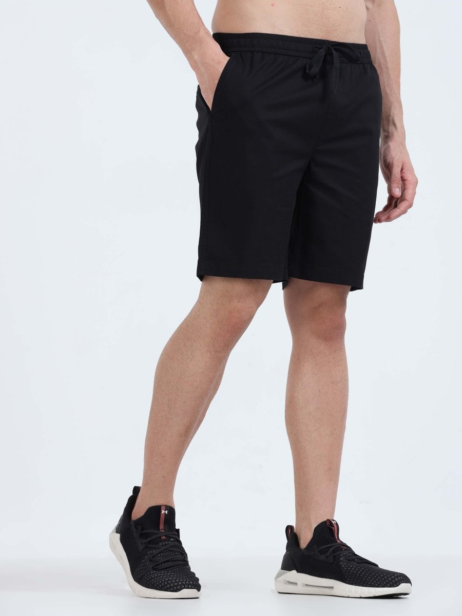 TAILORAEDGE Soft Cotton Basic Shorts In Black