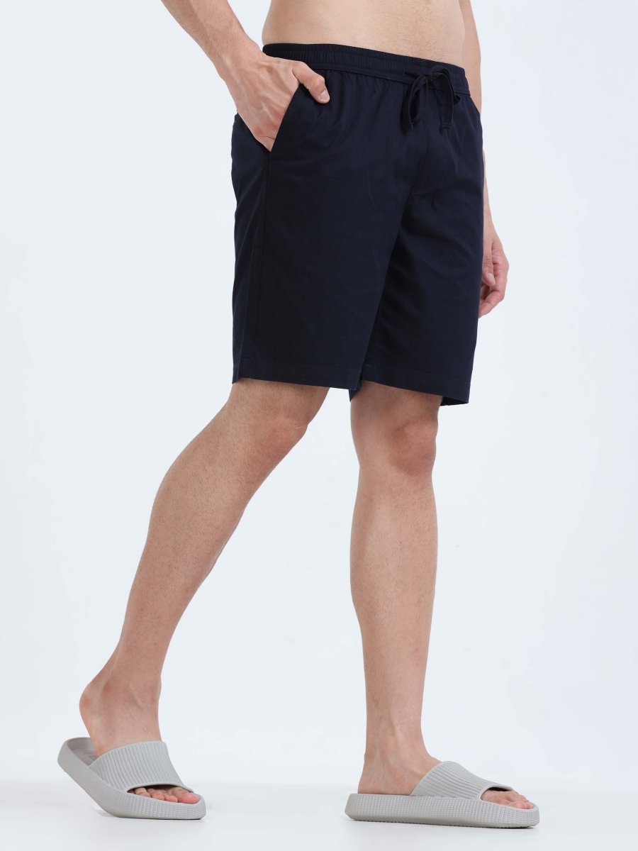 TAILORAEDGE Soft Cotton Basic Shorts In Navy