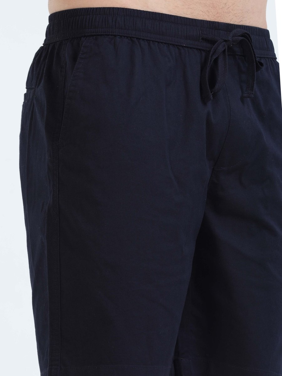 TAILORAEDGE Soft Cotton Basic Shorts In Navy