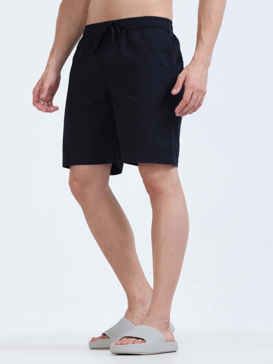 TAILORAEDGE Soft Cotton Basic Shorts In Navy