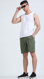 TAILORAEDGE Soft Cotton Basic Shorts In Olive