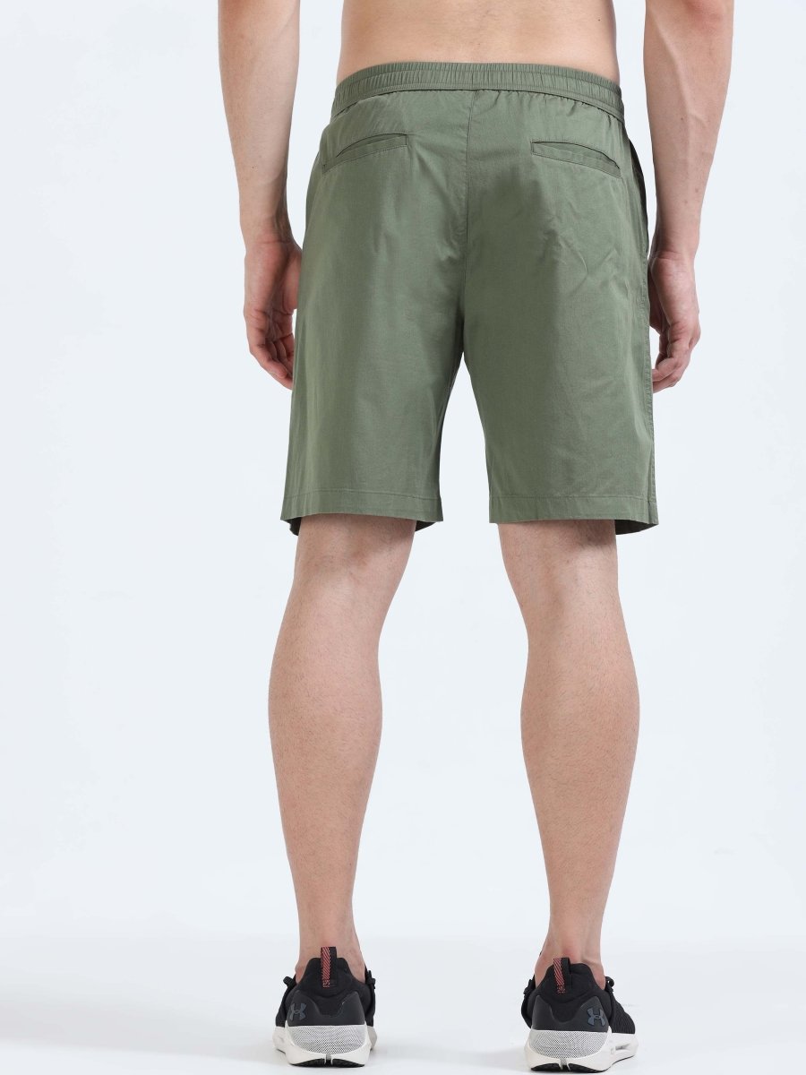 TAILORAEDGE Soft Cotton Basic Shorts In Olive