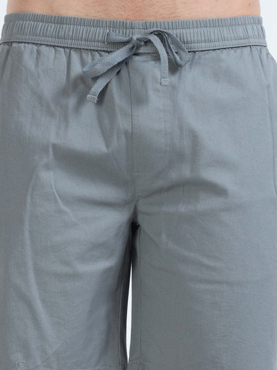 TAILORAEDGE Soft Cotton Basic Shorts In Steel Grey