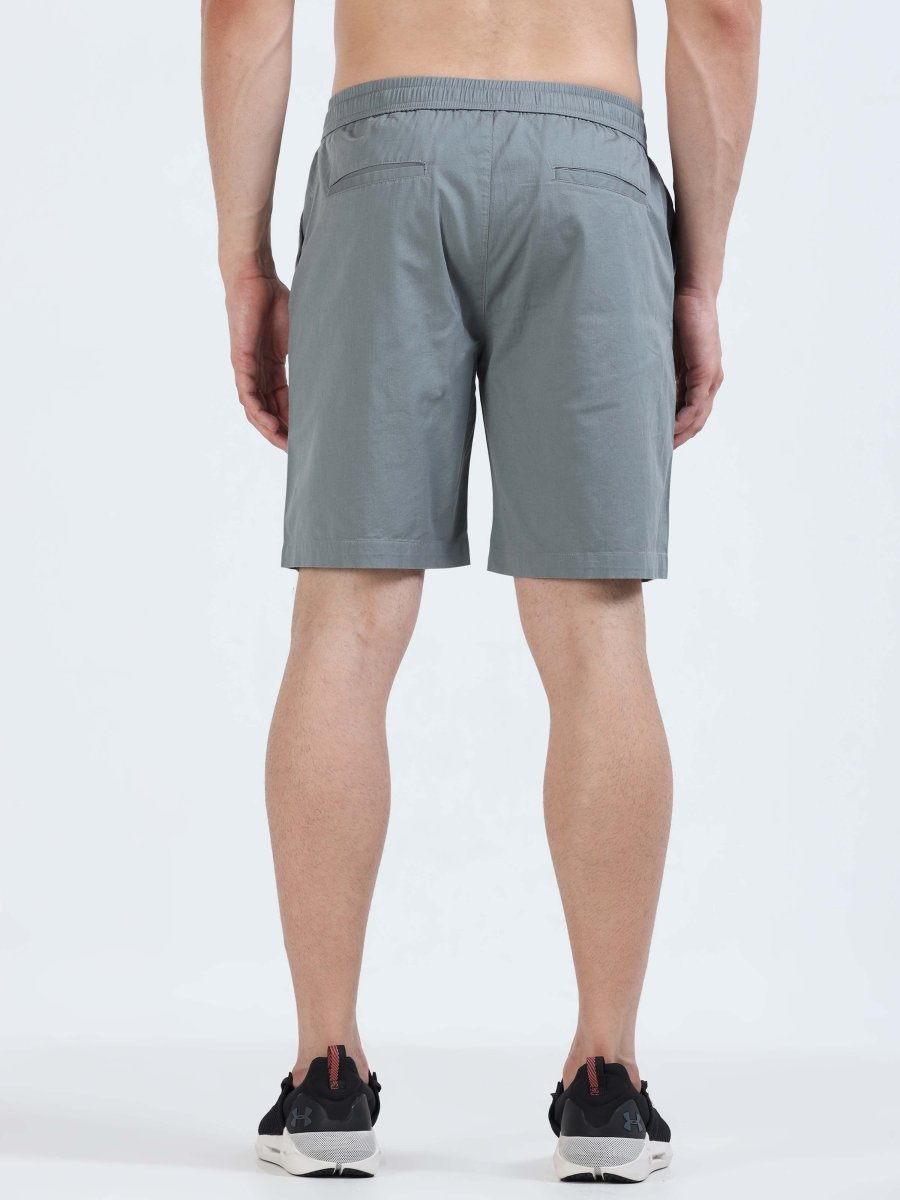 TAILORAEDGE Soft Cotton Basic Shorts In Steel Grey