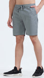 TAILORAEDGE Soft Cotton Basic Shorts In Steel Grey