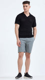 TAILORAEDGE Soft Cotton Basic Shorts In Steel Grey
