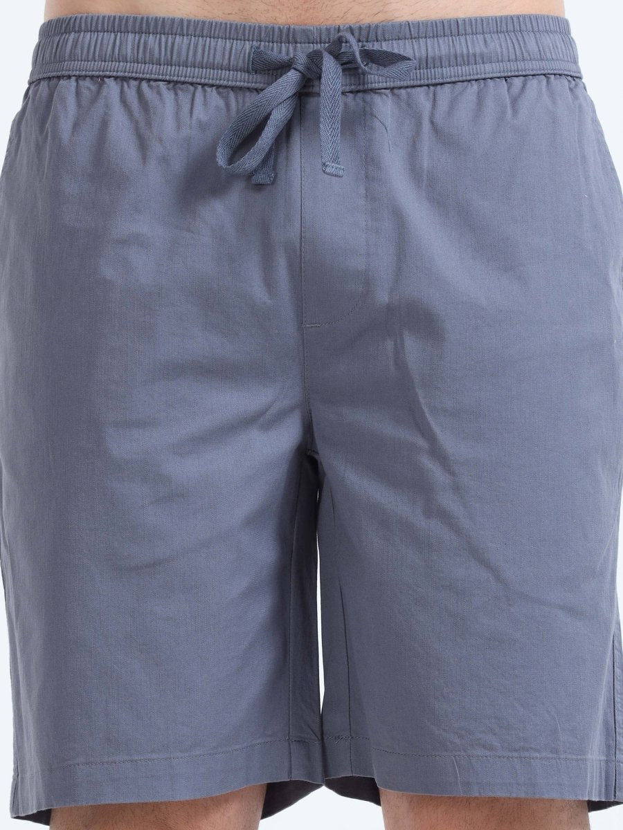 TAILORAEDGE Soft Cotton Basic Shorts In Stone Blue