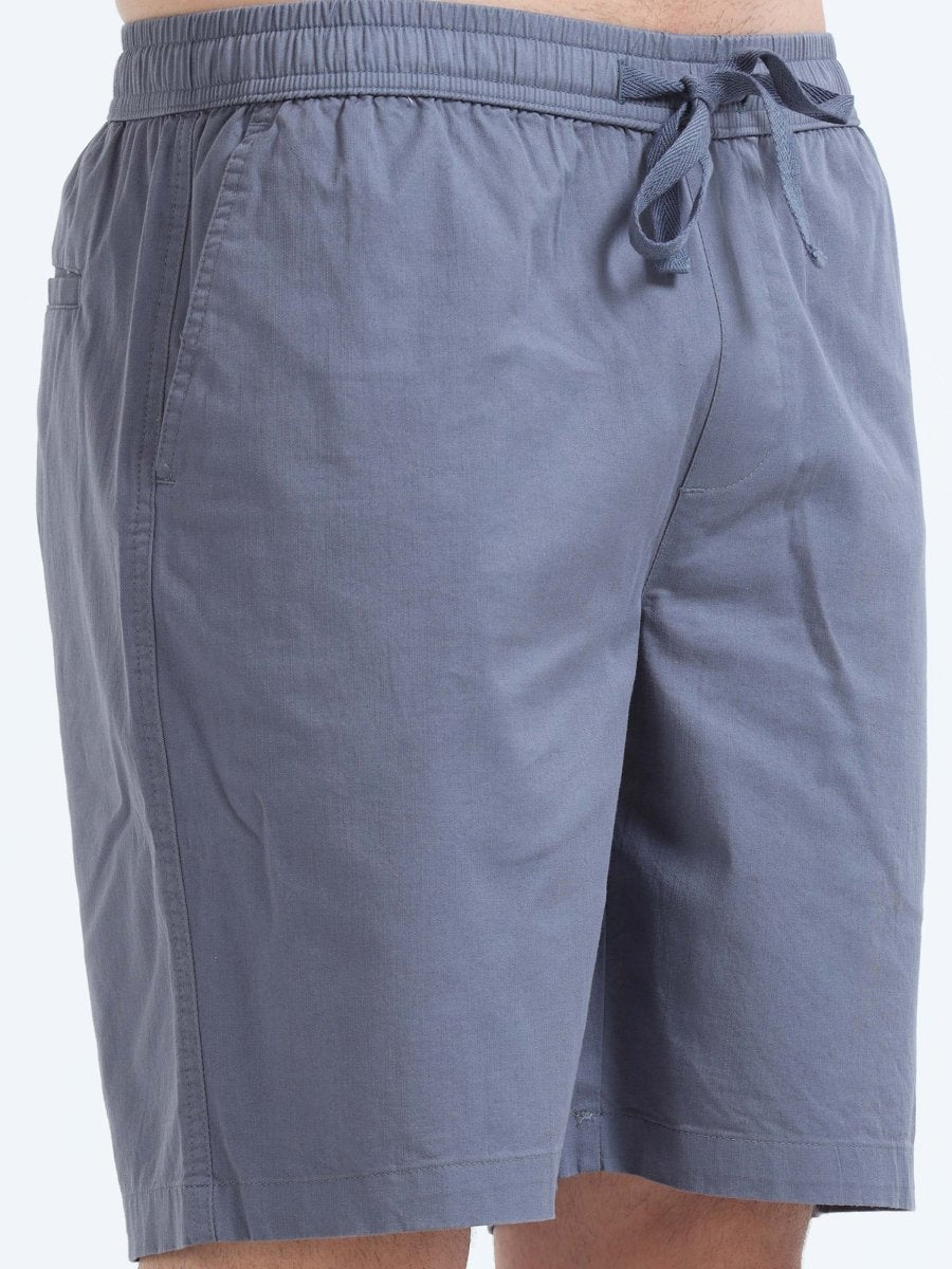 TAILORAEDGE Soft Cotton Basic Shorts In Stone Blue