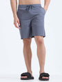 TAILORAEDGE Soft Cotton Basic Shorts In Stone Blue
