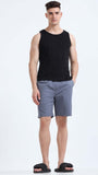 TAILORAEDGE Soft Cotton Basic Shorts In Stone Blue