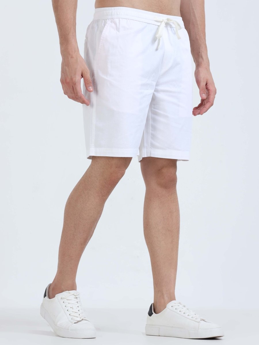 TAILORAEDGE Soft Cotton Basic Shorts In White