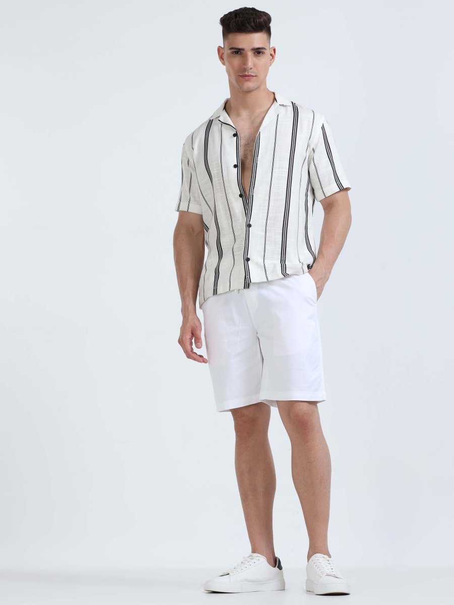 TAILORAEDGE Soft Cotton Basic Shorts In White