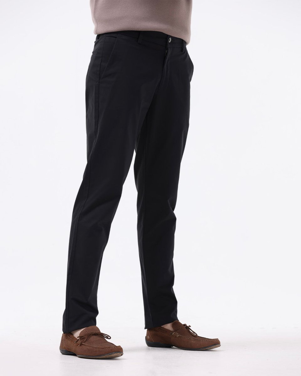 TAILORAEDGE Soft Cotton Chinos In Black