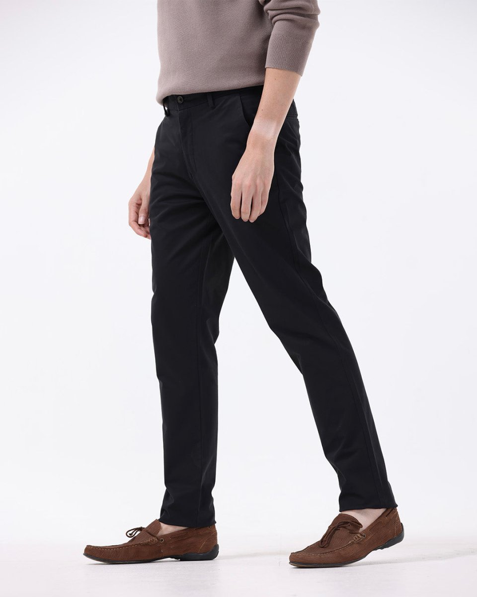 TAILORAEDGE Soft Cotton Chinos In Black