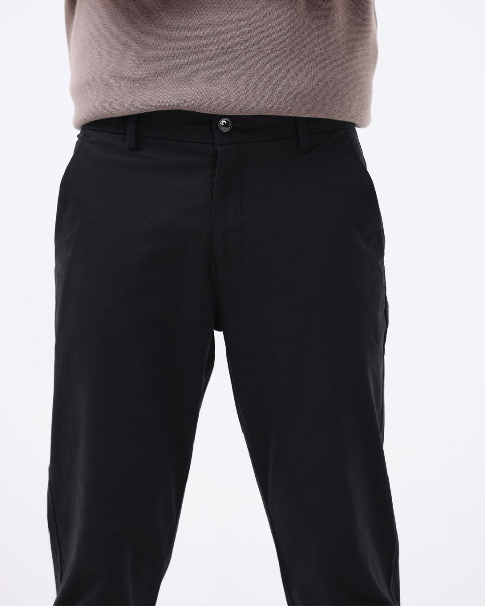TAILORAEDGE Soft Cotton Chinos In Black