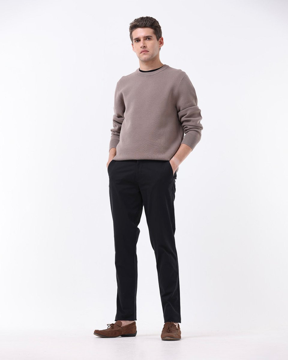 TAILORAEDGE Soft Cotton Chinos In Black