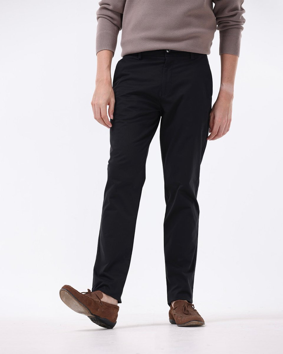 TAILORAEDGE Soft Cotton Chinos In Black