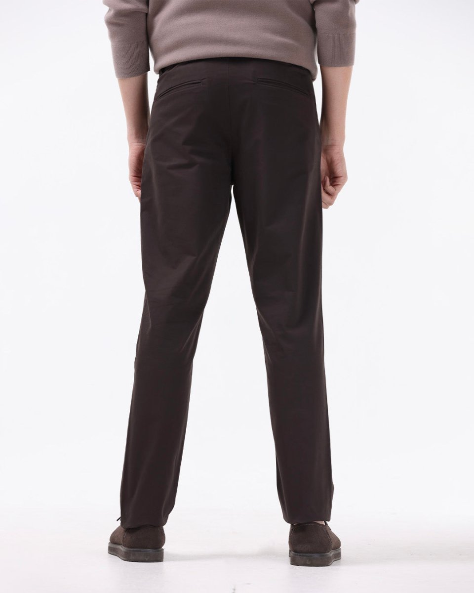 TAILORAEDGE Soft Cotton Chinos In Brown