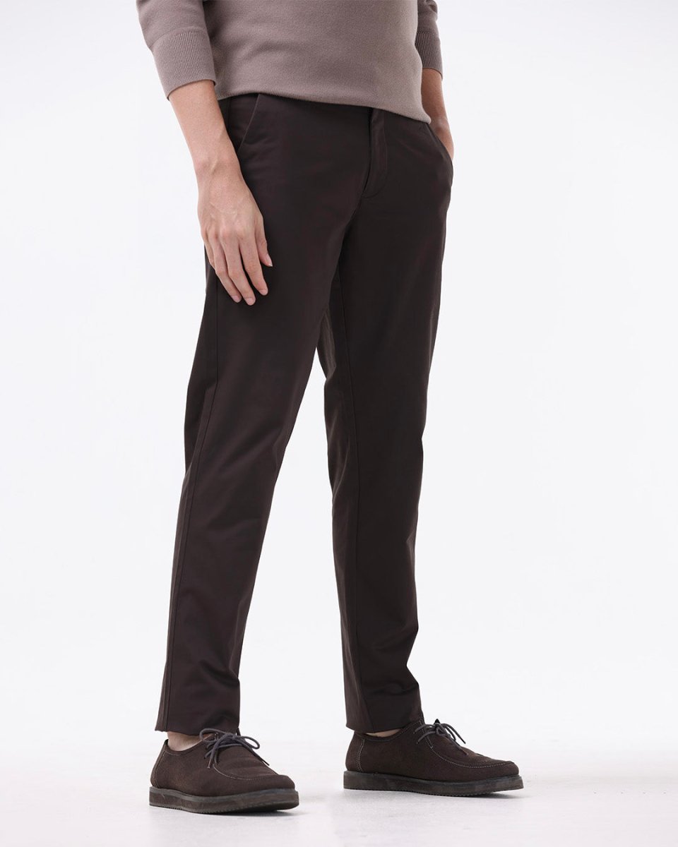 TAILORAEDGE Soft Cotton Chinos In Brown