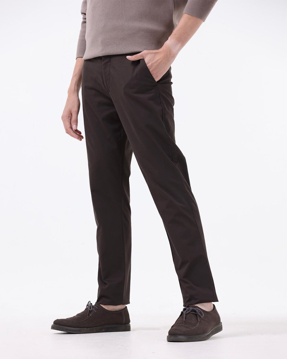 TAILORAEDGE Soft Cotton Chinos In Brown