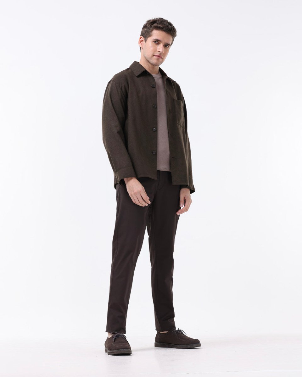 TAILORAEDGE Soft Cotton Chinos In Brown