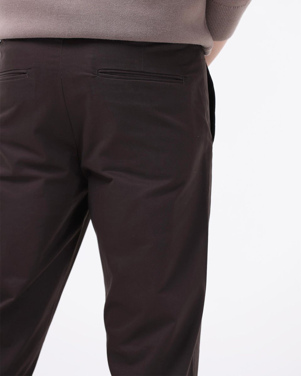 TAILORAEDGE Soft Cotton Chinos In Brown