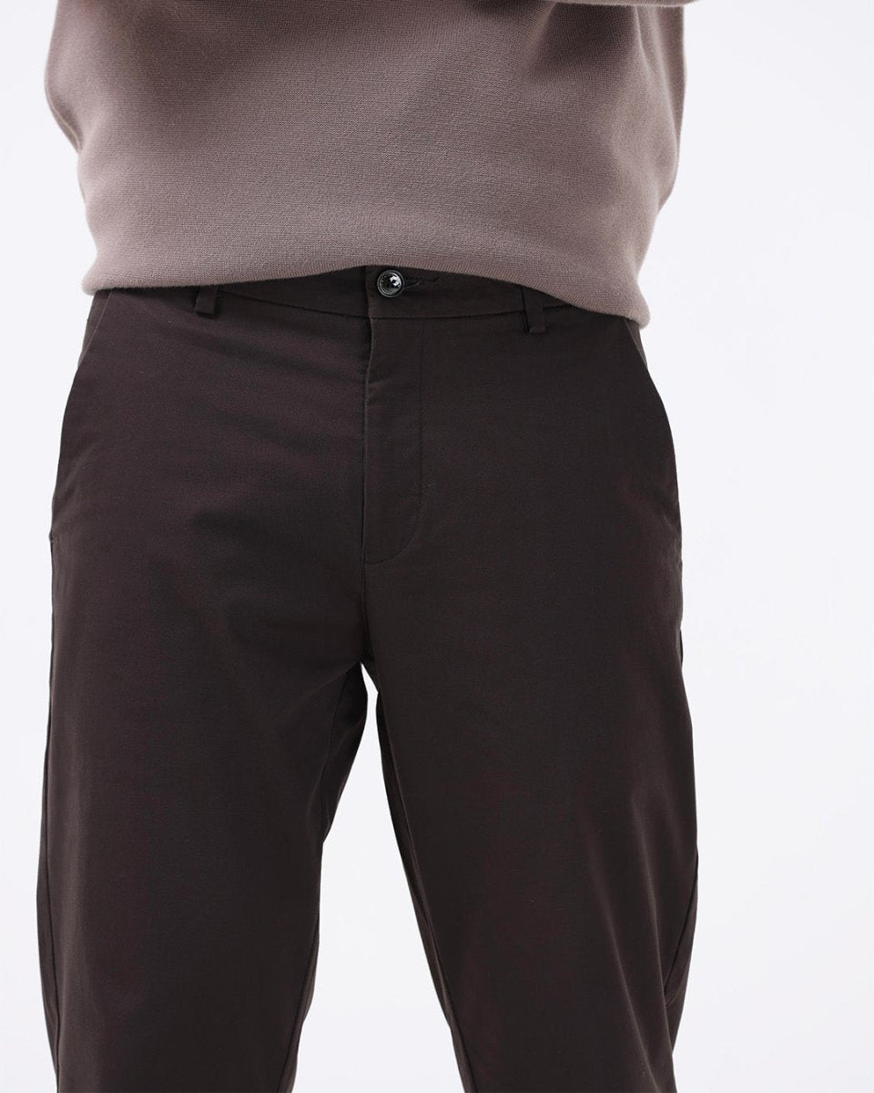 TAILORAEDGE Soft Cotton Chinos In Brown