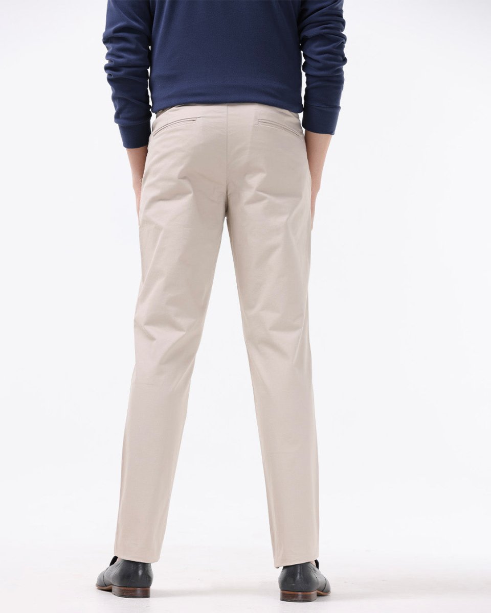 TAILORAEDGE Soft Cotton Chinos In Cream