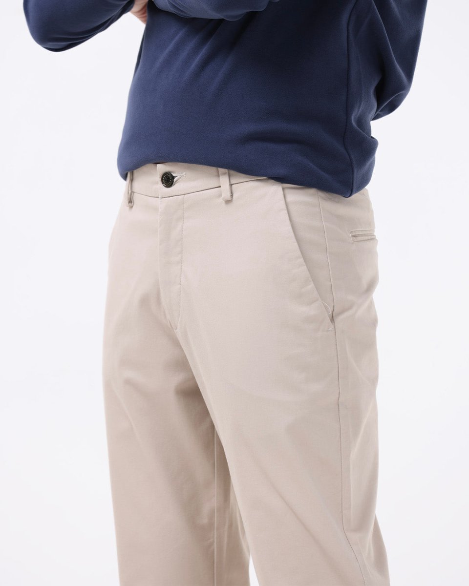 TAILORAEDGE Soft Cotton Chinos In Cream