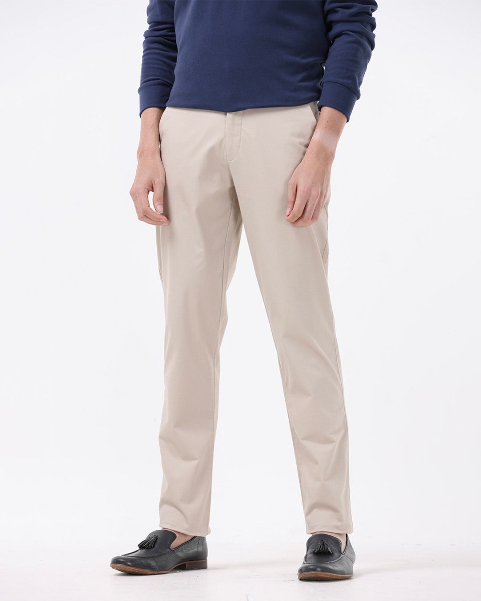 TAILORAEDGE Soft Cotton Chinos In Cream